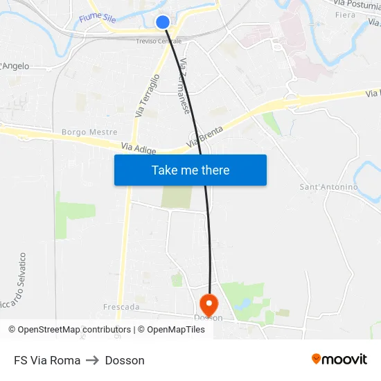 FS Via Roma to Dosson map