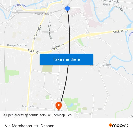 Via Marchesan to Dosson map