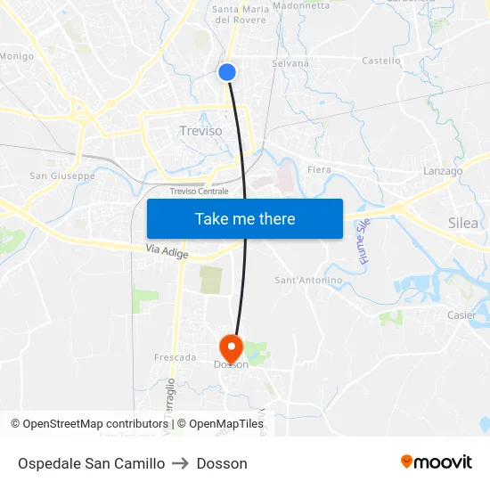 Ospedale San Camillo to Dosson map