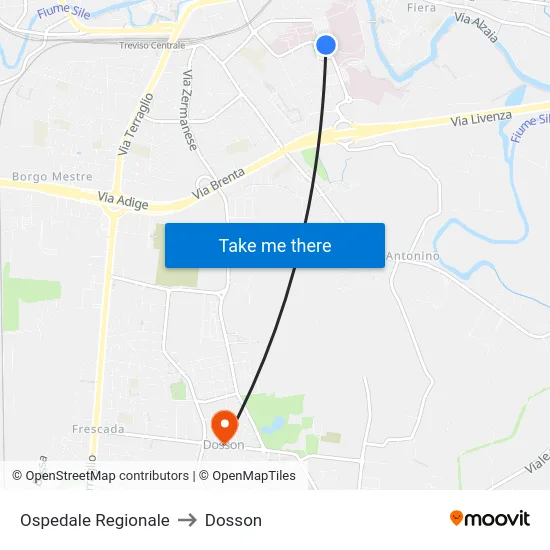 Ospedale Regionale to Dosson map