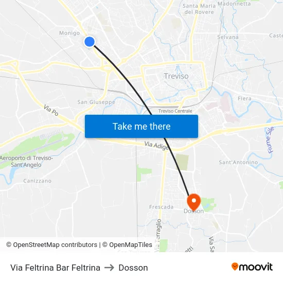 Via Feltrina Bar Feltrina to Dosson map