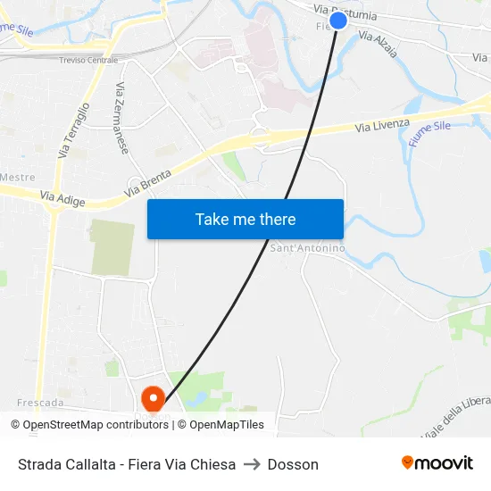 Strada Callalta - Fiera Via Chiesa to Dosson map