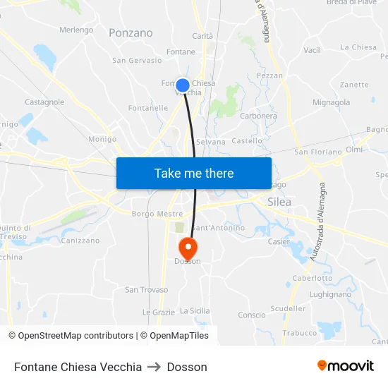 Fontane Chiesa Vecchia to Dosson map