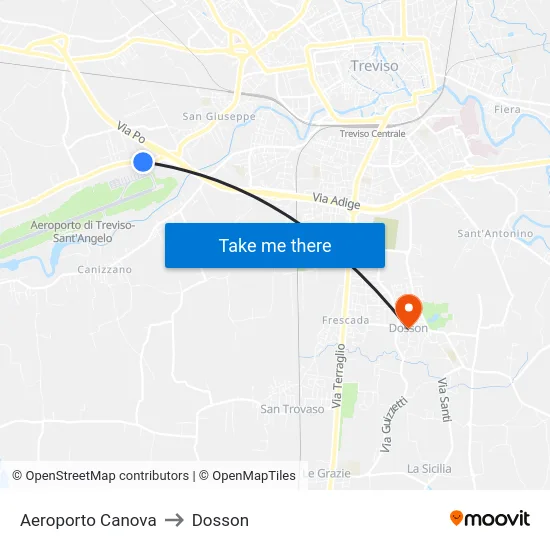 Aeroporto Canova to Dosson map