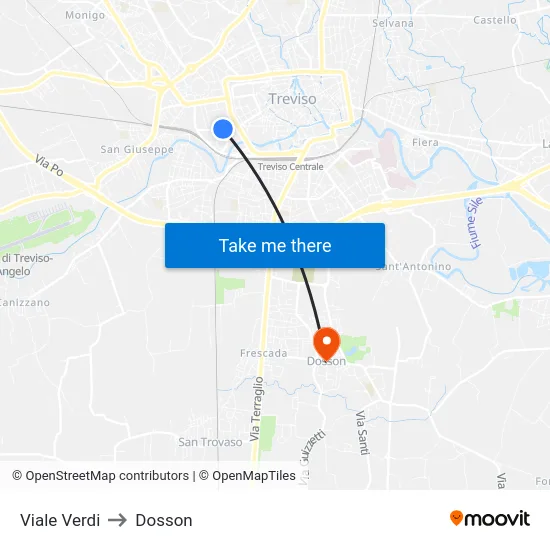 Viale Verdi to Dosson map