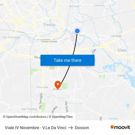 Viale IV Novembre - V.Le Da Vinci to Dosson map