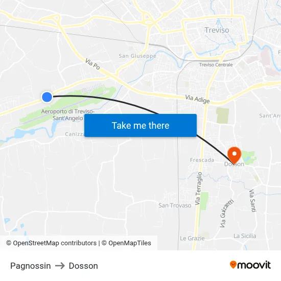 Pagnossin to Dosson map