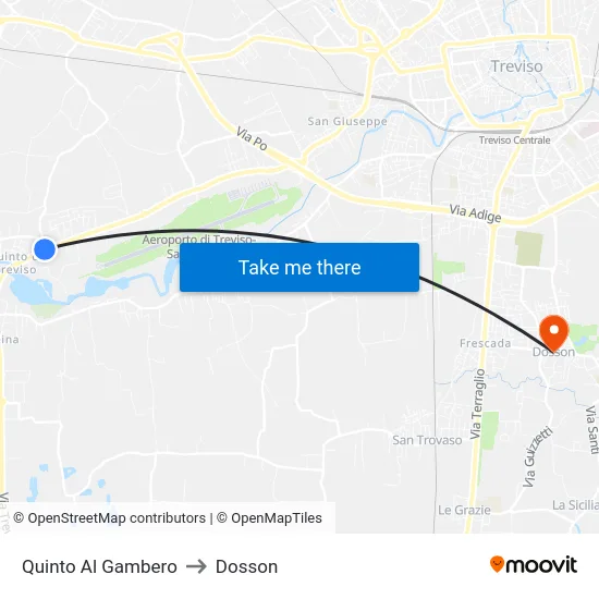 Quinto Al Gambero to Dosson map