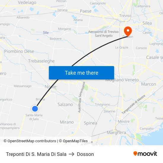 Treponti Di S. Maria Di Sala to Dosson map