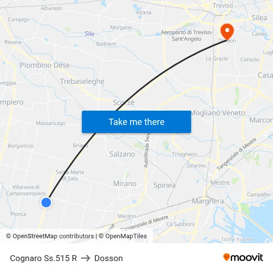 Cognaro Ss.515 R to Dosson map