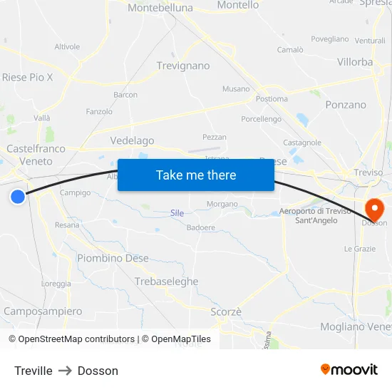 Treville to Dosson map