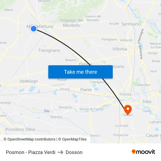 Posmon - Verdi Square to Dosson map