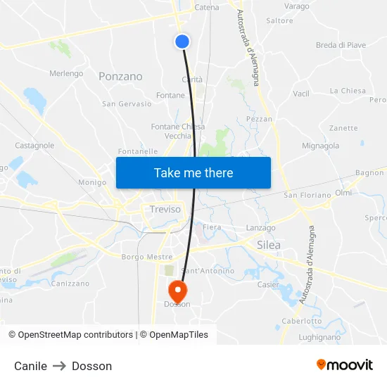 Canile to Dosson map