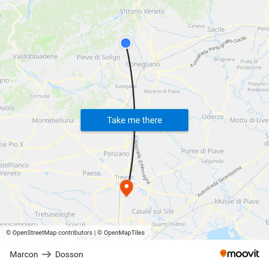 Marcon to Dosson map