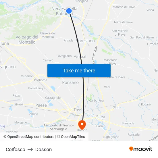 Colfosco to Dosson map