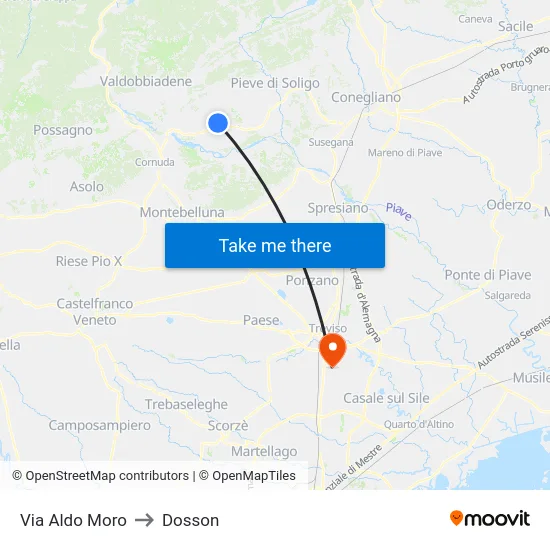 Via Aldo Moro to Dosson map