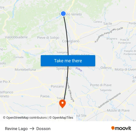 Revine Lago to Dosson map