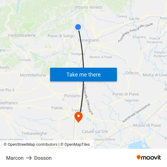 Marcon to Dosson map