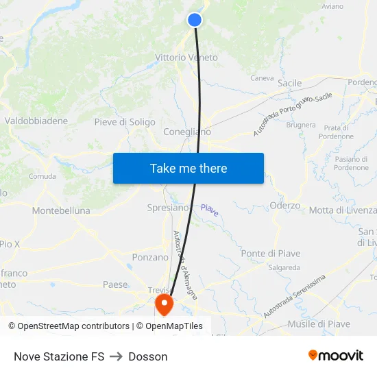 Nove Stazione FS to Dosson map