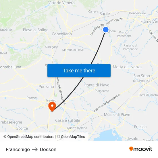 Francenigo to Dosson map