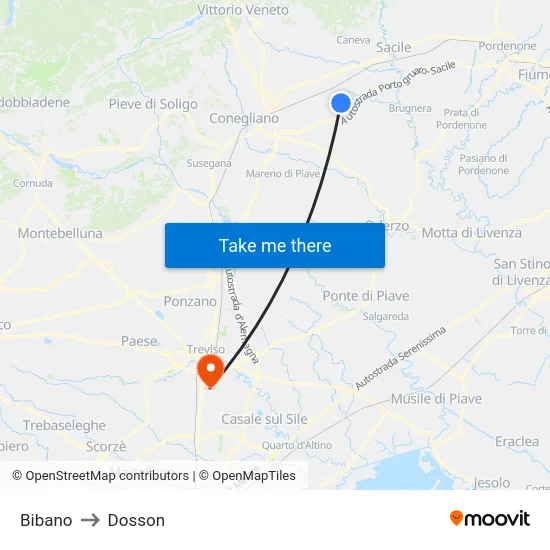 Bibano to Dosson map