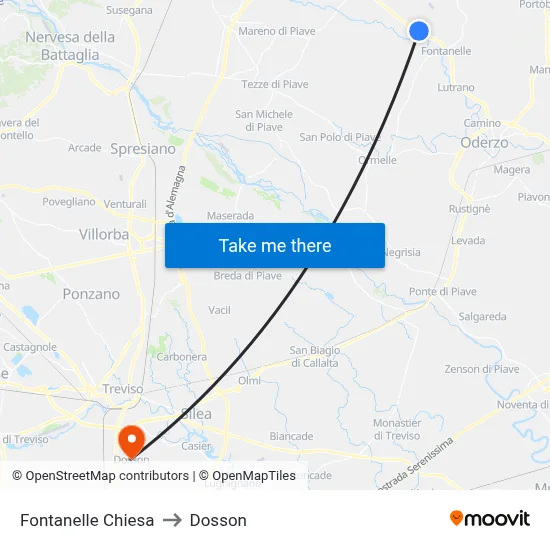 Fontanelle Church to Dosson map