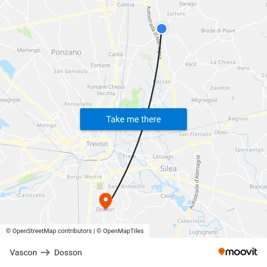 Vascon to Dosson map