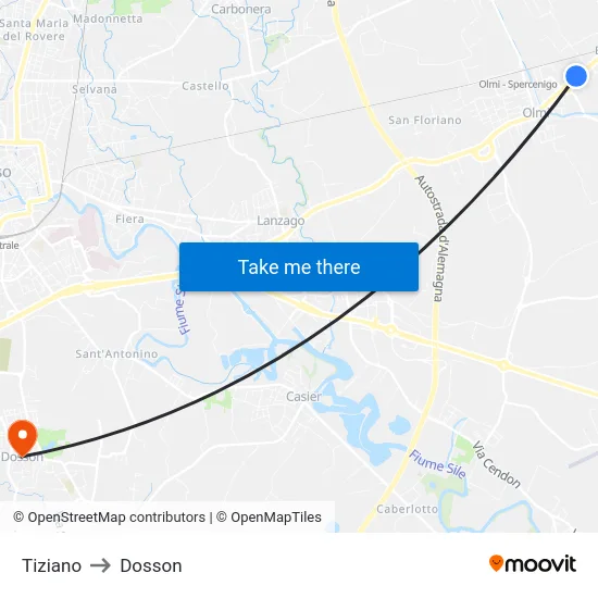Tiziano to Dosson map