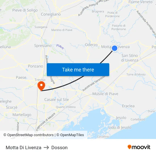 Motta Di Livenza to Dosson map