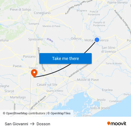 San Giovanni to Dosson map