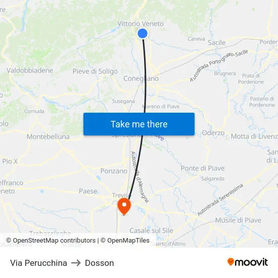 Via Perucchina to Dosson map