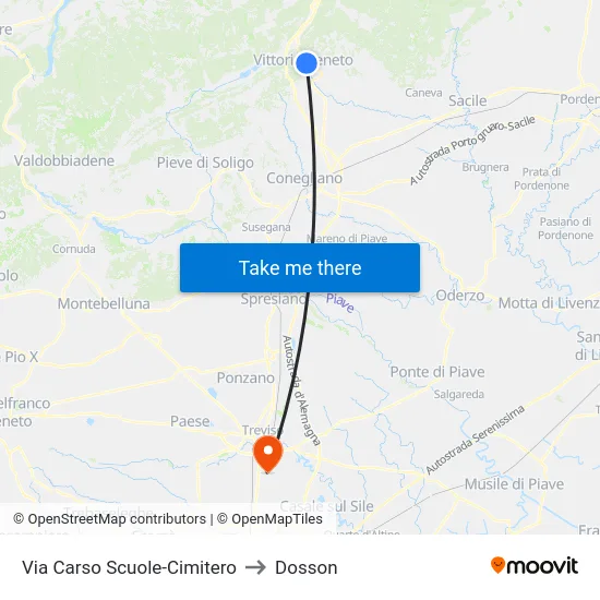 Via Carso Scuole-Cimitero to Dosson map