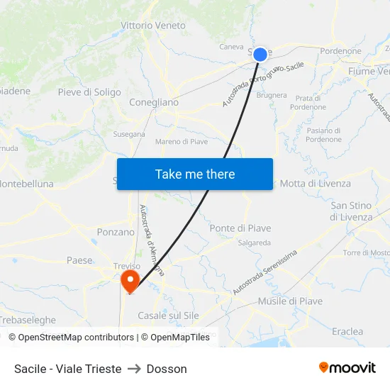 Sacile - Viale Trieste to Dosson map