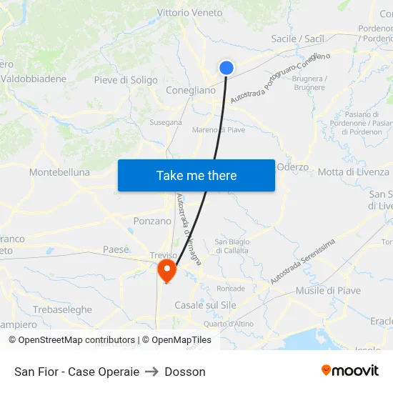 San Fior - Workers Houses to Dosson map