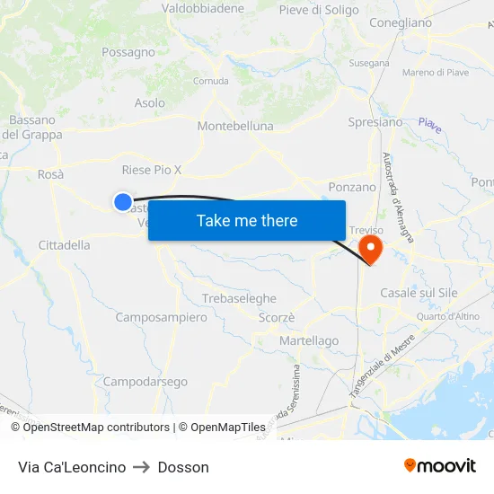 Via Ca'Leoncino to Dosson map