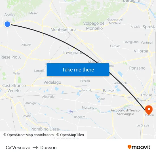 Ca'Vescovo to Dosson map