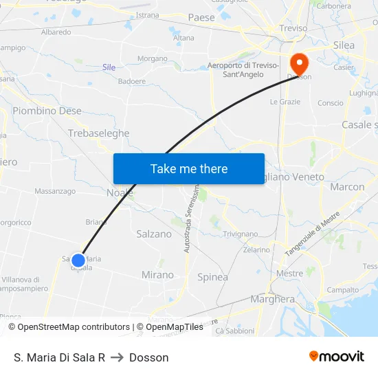 S. Maria Di Sala R to Dosson map