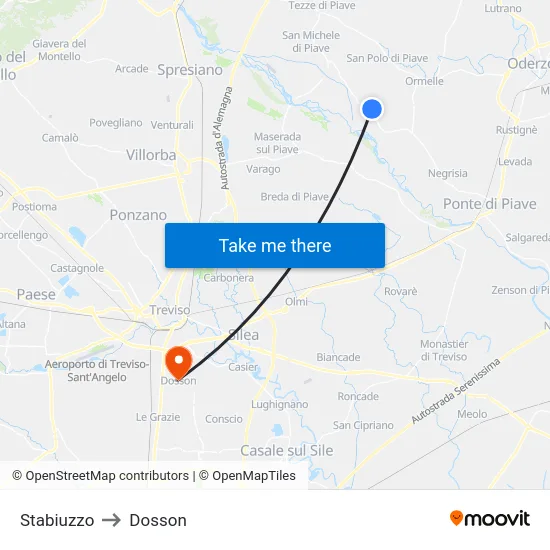 Stabiuzzo to Dosson map
