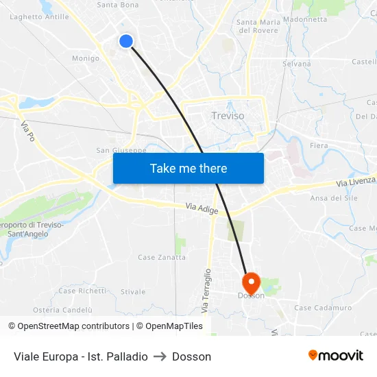 Europa Avenue - Palladio Institute to Dosson map