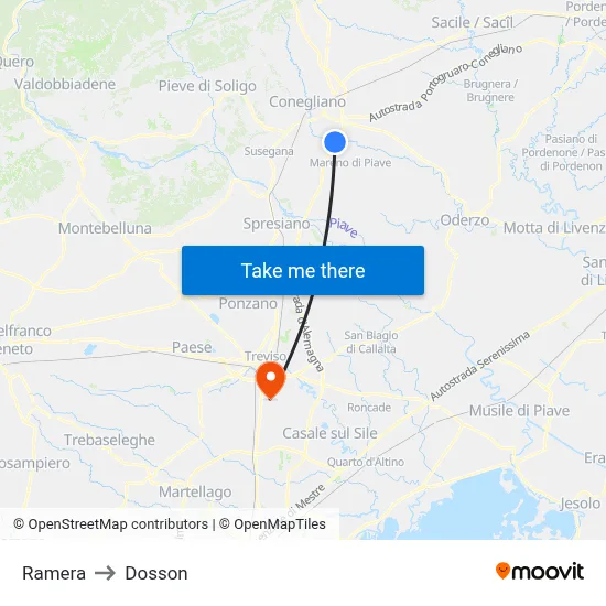 Ramera to Dosson map