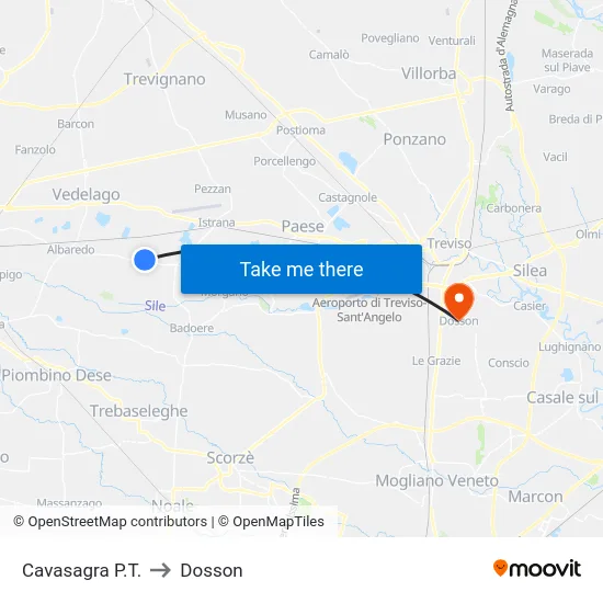 Cavasagra P.T. to Dosson map
