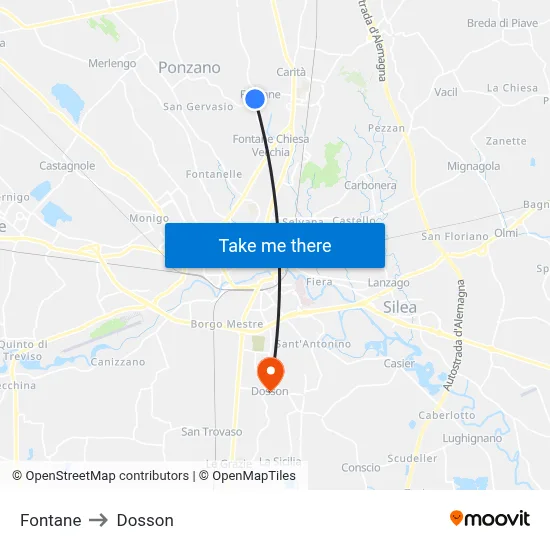 Fountains to Dosson map