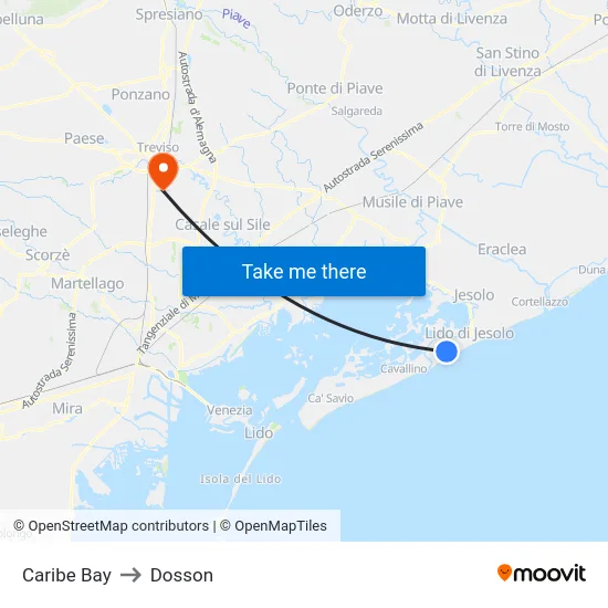 Caribe Bay to Dosson map