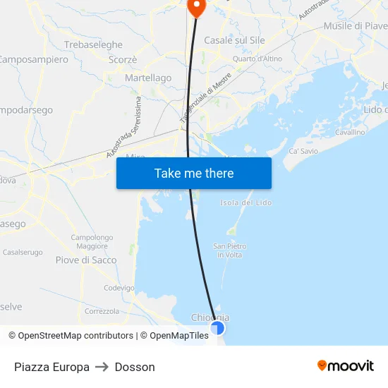 Piazza Europa to Dosson map