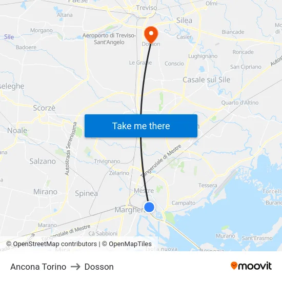 Ancona Torino to Dosson map