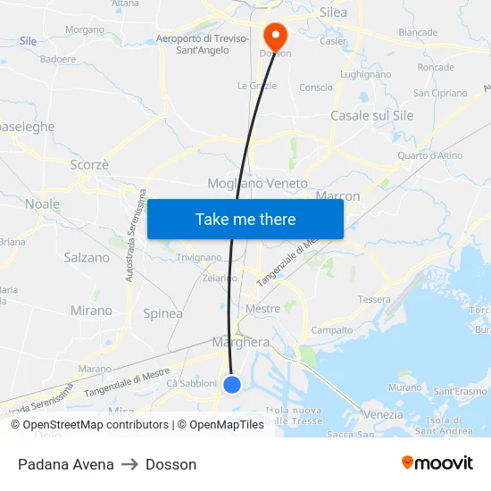 Padana Avena to Dosson map