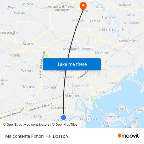 Malcontenta Fimon to Dosson map