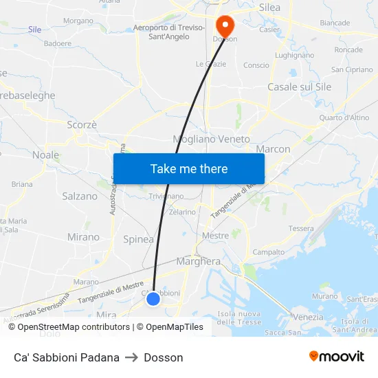 Ca' Sabbioni Padana to Dosson map