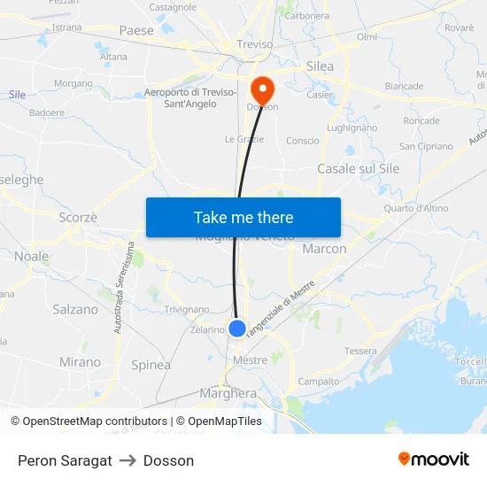 Peron Saragat to Dosson map