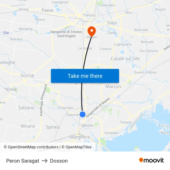 Peron Saragat to Dosson map